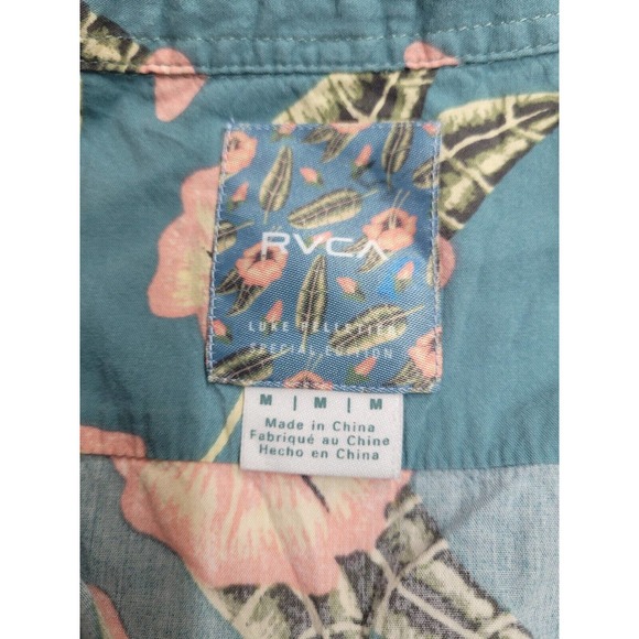 RVCA LUKE PELLETIER SPECIAL EDITION Mens Shirt Medium Hawaii Short Sleeve Floral - Picture 2 of 5